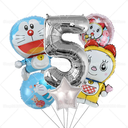 Doraemons Number 1-10 Balloons Girls Boys Birthday Decorations Baby Shower Gender Reveal Balloon Party Supplies Kids Toys Gift