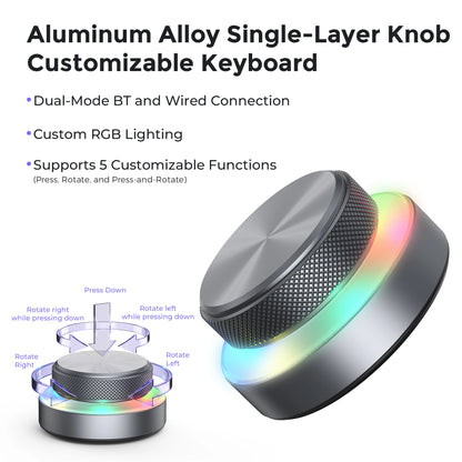 Dual-Layer Knob Wireless Custom Keyboard RGB Custom Control Volume Knob Multimedia Office Craphic Video Audio Editing Artwork