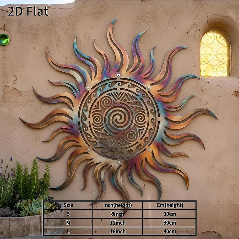 CIFBUY Iron Wall Art Rustic Boho Sunburst Waterproof Metal Sculpture For Home Garden Patio Outdoor Hanging Decor Ornament Gift