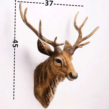 Deer Head Wall Mount Decor 17.5 inch Faux Deer Head Sculpture for Bar Background Wall Mount Home Living Room Wall Art Christmas