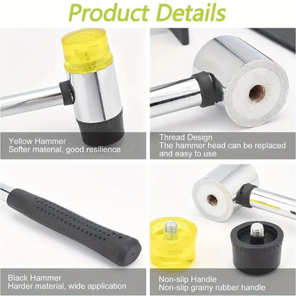 Soft Plastic Double-Sided Rubber Mallet for Jewelry Leather Craft Woodwork & Flooring Installation - Durable Hammer