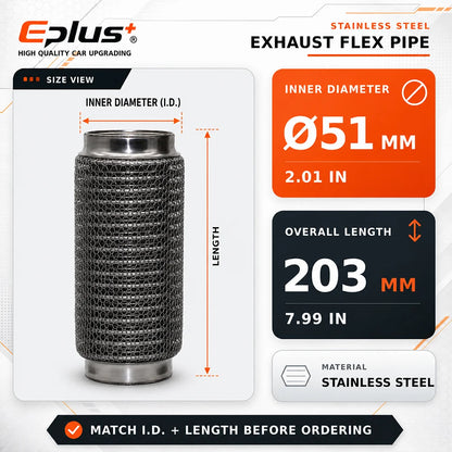 Universal Automotive Chain Link Mesh Exhaust Hose Stainless Steel Braided Flexible Bellows for Car Exhaust System Replacement