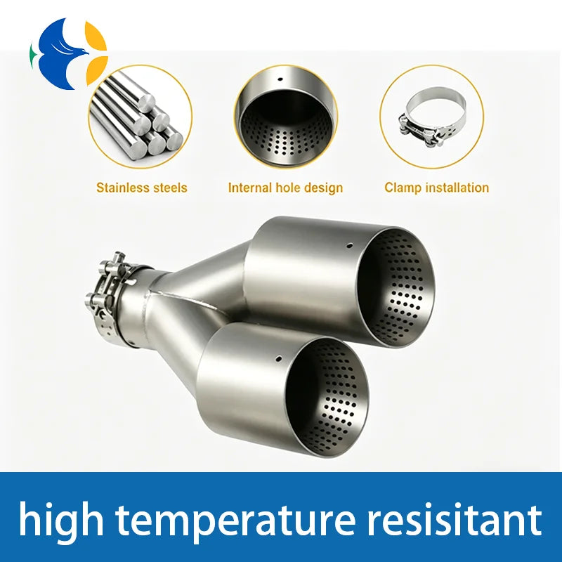 Exhaust Dual Exhaust Tips Car Universal Matte Stainless Titanium alloy color Double Exit Exhaust Pipes Muffler Tailpipe No Logo