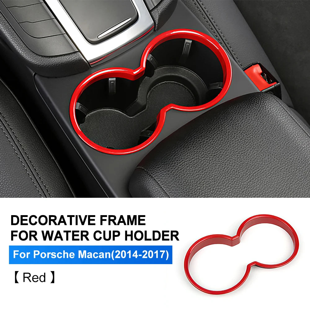 Chrome ABS for Porsche Macan 2014-2023 Car Center Control Water Cup Holder Frame Cover Interior Trim Styling Auto Accessories
