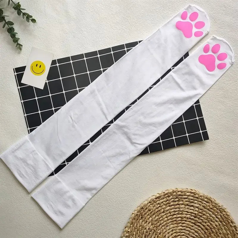 Womens Over Above Knee Socks Thigh High Stockings Kitten Claw Cat Paw Pad Ladies pink 3D Long Sock Cosplay Harajuku Y2k female