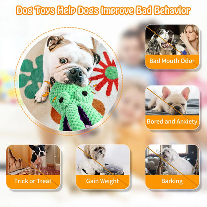 Squeaky Octopus Plush Dog Toy Indestructible Teething Chew Toy Interactive Sound Pet Stress Relief Boredom Toy for Dogs and Cats