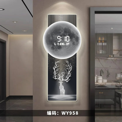 Wall clock, living room entrance decoration painting, electronic clock, digital display creative LED, wall mounted clock