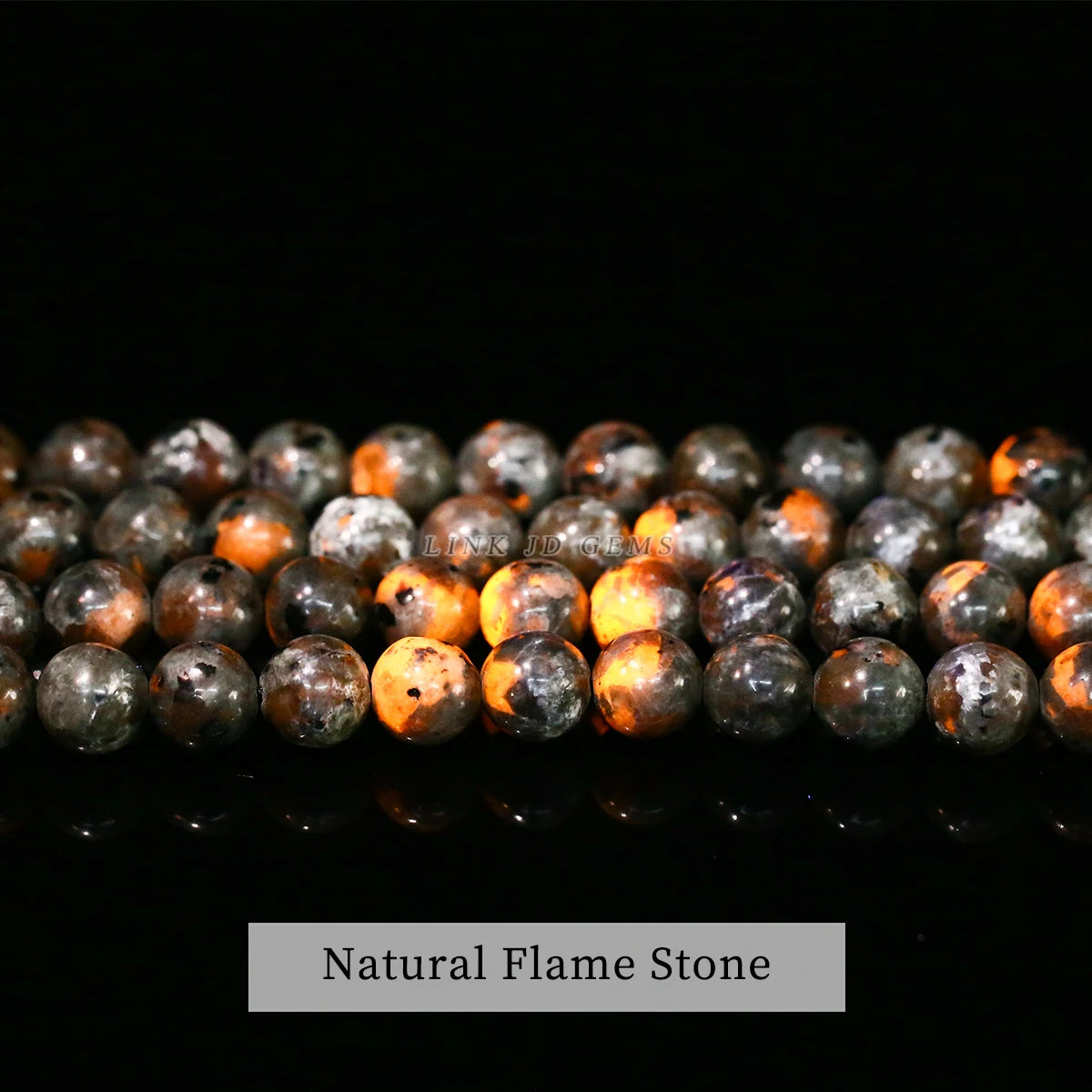 Natural Flame Stone Beads Yooperlite Fire Sodalite Round Loose Spacer Bead for Jewelry Making DIY Bracelet Necklace Accessory