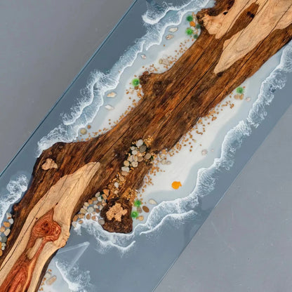 Waterfall epoxy resin wooden coffee table rosewood coffee table live edge epoxy resin coffee table