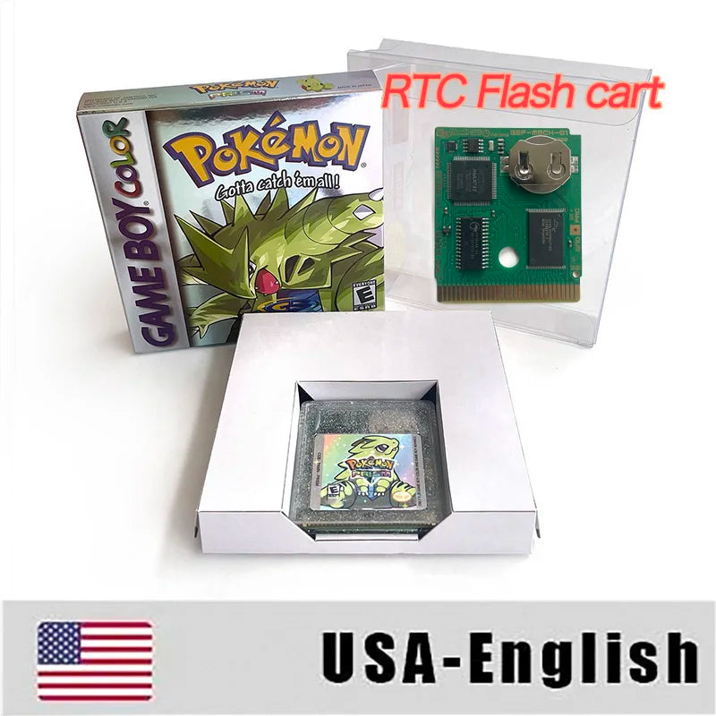 pokémon Prism USA ESP NOE Version RTC Flash Cart GBC Game Cartridge Video Game Rom Hack English Spanish German