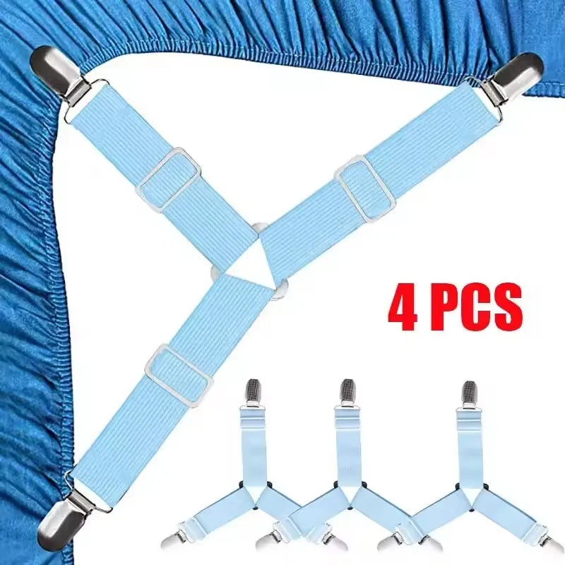 4Pcs/set Elastic Bed Sheet Grippers Three Head Clips Gripper Holder Suspender Bed Sheet Fasteners Home Textiles Organize Gadget