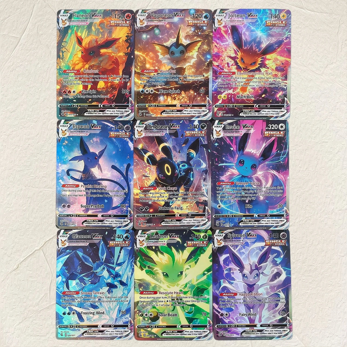 English Jolteon VMAX 006/008 DIY Holographic Foil Texture Card, Perfect Condition Premium Anime Collection Card