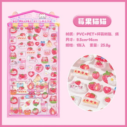 1Pc/Pack Cute 3D Embossed Stickers Material Perfect For Handmade Diy Scrapbooking Journaling Supplies Phone Case Photo Frame