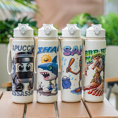 750ML Italian Brainrot Water Bottle Outdoor Drinking Cartoon Sports Cups Tung Tung Tung Sahur Tralalero Tralala Christmas Gift