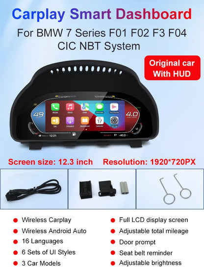 For BMW 5/6/7 series F06 F10 F11 F12 F01 F02 F03 X5 F15 X6 F16 X3 F25 X4 F26 Lcd Digital Dashboard Cluster Support Carplay Auto