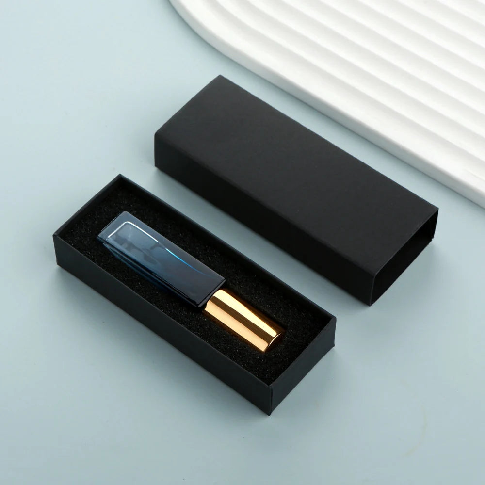 10PCS 10ml Blue Gradient Perfume Bottle Square Glass Spray Bottle with Box Travel Portable Sample Fragrance Atomizer