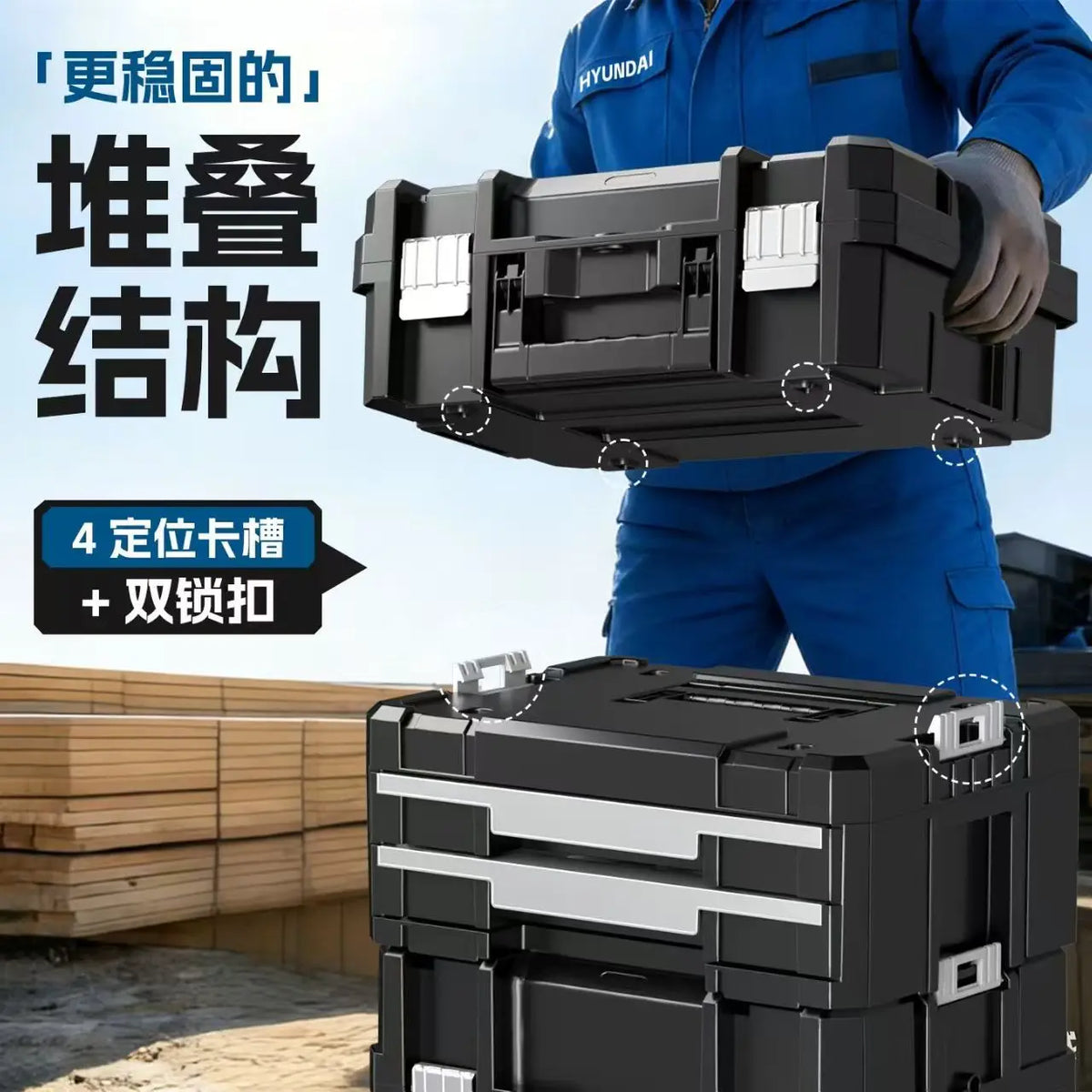 Stackable Modular Combo Toolbox Set -Portable Combo ToolBox with Wheels for Space-Saving Modular Assembly & Easy Mobility!