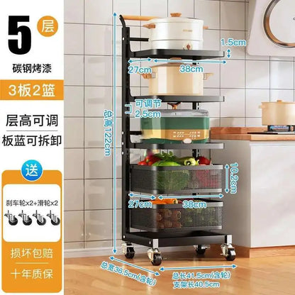 Light Luxury Metal Kitchen Trolleys Creative Storage Cart Modern Home Furniture Floor Multi-layer Fruit Vegetable Snacks Shelf