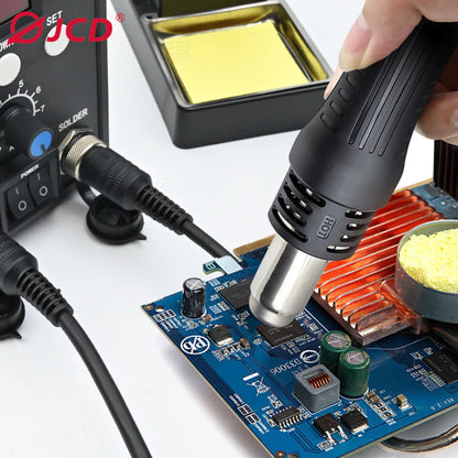 JCD 2 in 1 Digital Soldering Station Hot Air Gun Solder Iron SMD BGA Rework Desoldering Welding Repair Tools 760W 220V 110V 8586