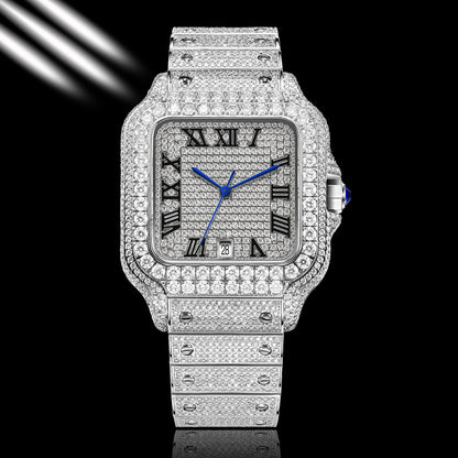 PINDU Design NEW Mozambique Diamond Mechanical Watch Men 8215 Movement Sapphire Stainless Steel Waterproof Fully Automatic Watch