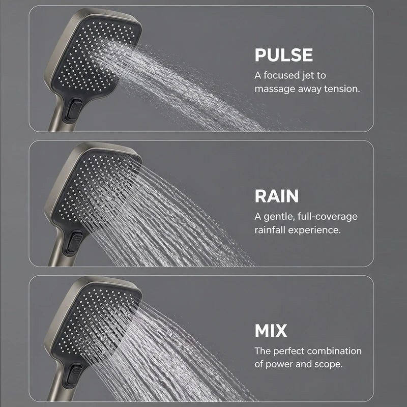 High Pressure Handheld Shower Head with 3 Spray Modes, Super Boost, Large Rainfall, Strong & Gentle Flow