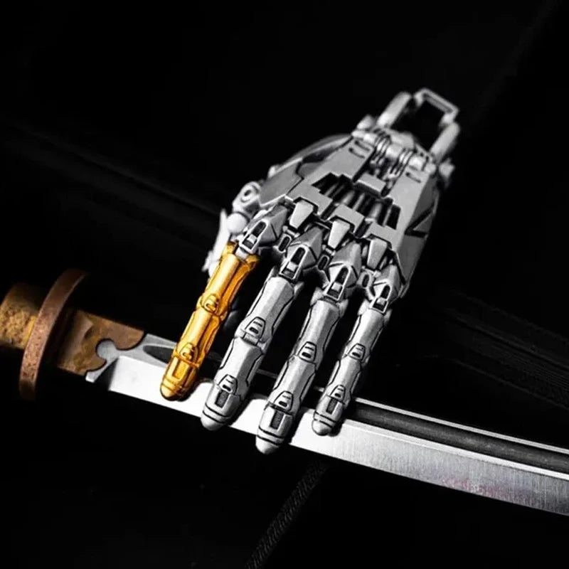 5cm Robot Hand Collectible Mechanical Bionic Hand With Chain Movable Finger Joints Hand Charm Display Gifts Pendant Ornament