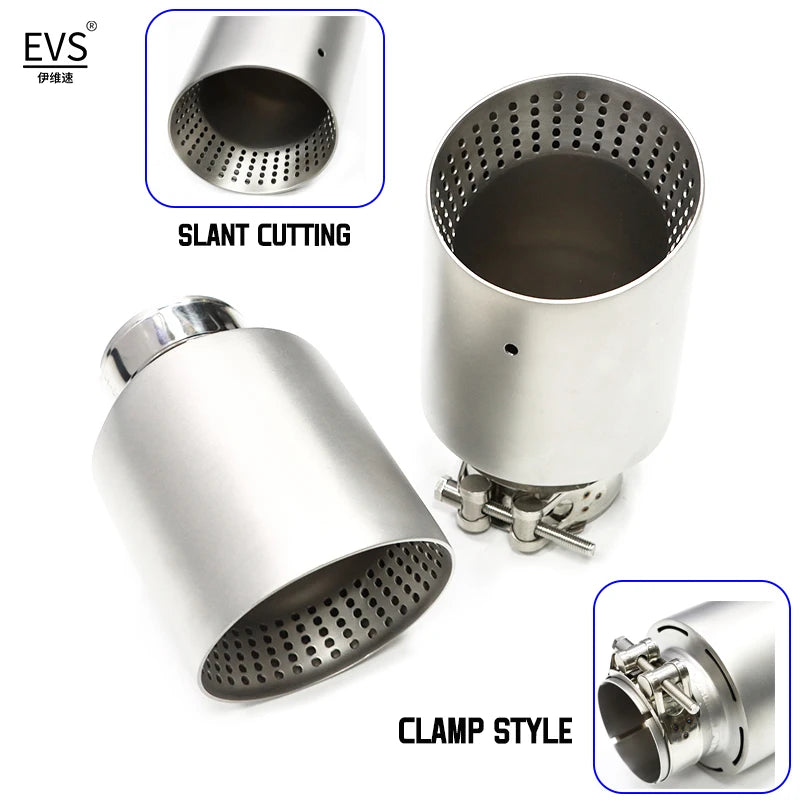 1 Pcs Matte Stainless Steel Car Muffler Tip Exhaust Tip System Pipe 57mm 60mm Inlet Nozzle Universal For GTI Golf 7 MK7