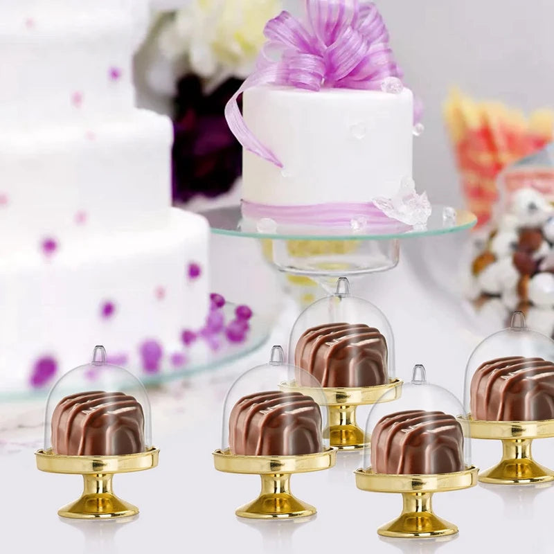 5/20Pcs Mini Candy Cupcake Stand Holder with Clear Lid Chocolate Dessert Display Tray Wedding Kids Birthday Party Decor Supplies