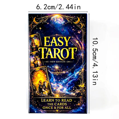 New Easy Tarot Deck New Edition Learn To Read Tarot Cosmic Starry Sky Cards Beginner Friendly Witch Divination Board Game Cards