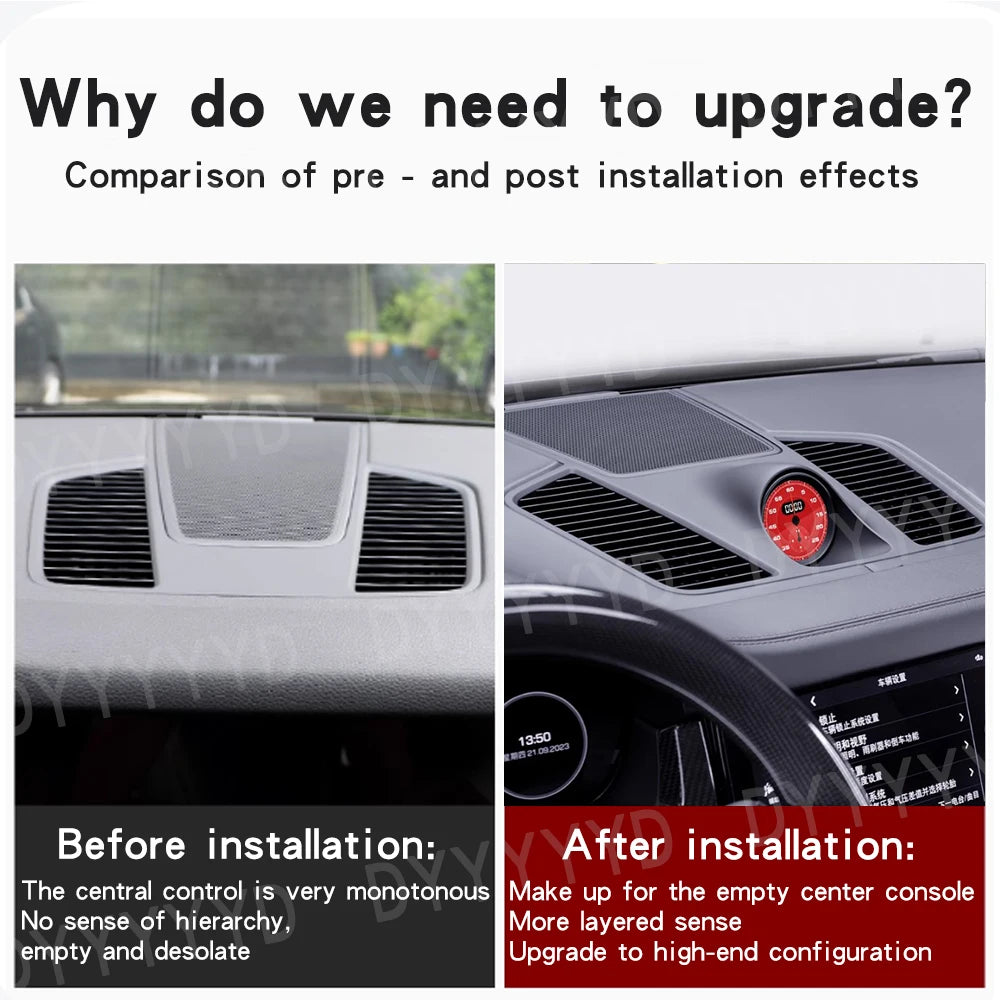 For Porsche Cayenne 9Y0 Stopwatch 2018-2023 Interior Dashboard Central Sportchrono Clock Compass Electronic Meter Accessional