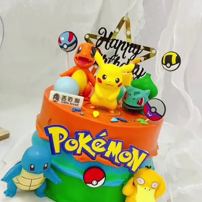 15Pcs/set Pokemon Cake Topper Pikachu Anime Figure Party Happy Birthday Pokemon Cake Decoration Supplies Boy Ornaments Kids Gift