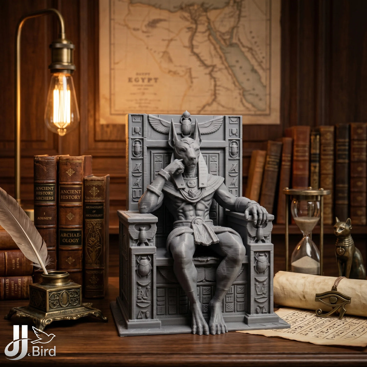 Anubis on Throne Ornament, Mythology Style, Collectible Figurine, Home Desk Decoration, Creative Sculpture