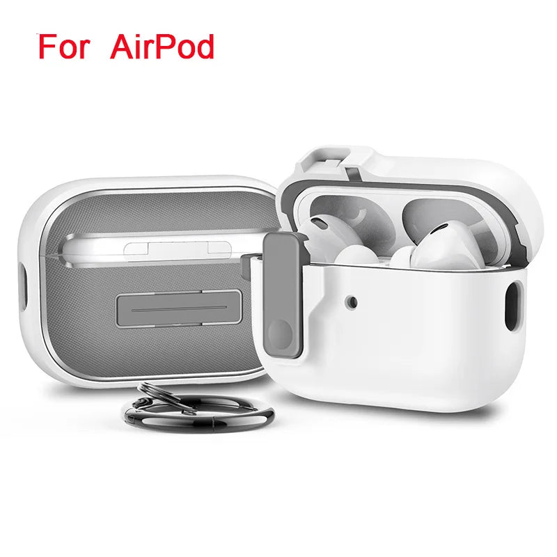 Protective Case for AirPods Pro 2 Cover Luxury Earphone Cover Case for Apple AirPods 4 3 Air Pods Shockproof Sleeve With Hook