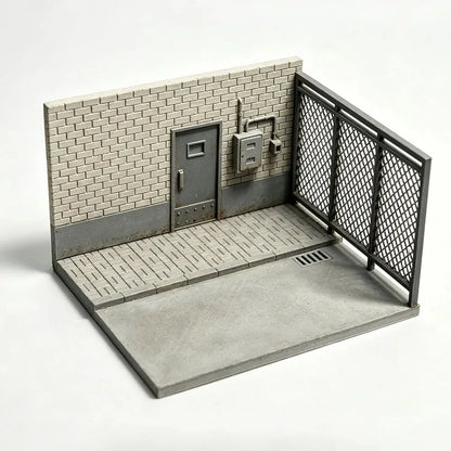 1:64 Mini Micro Building Back Door Back Alley Street Corner Car Model Miniature Scene Kit 3D Print DIY Blank Model Desktop Ornam