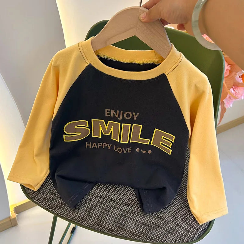 New Autumn Girls and Boys Long Sleeve T-shirt Base Shirt Letter Korean Style Children Clothing