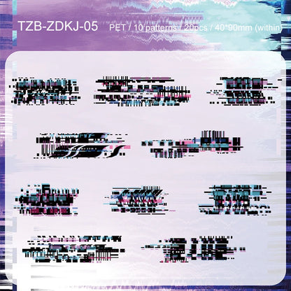 JIANWU Noise Space Series Vintage Cyberpunk Mosaic Landscape Material Collage PET Sticker Creative DIY Journal Stationery