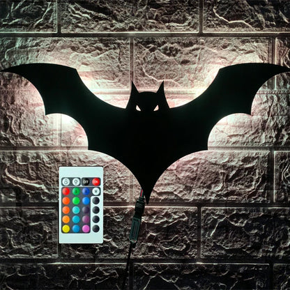 ZK50 Colorful And Cool LED Night Light Decorative Wall Lamp Plug-in Remote Control Color Changing Bat Wing Bedside Ambient Light