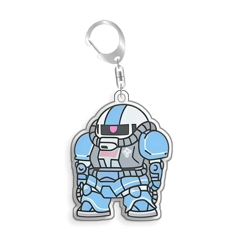 Keychain for Gundam MS-06S Zaku Ll White Cabin Backpack Pendant Anime Game Fans Gift Recycled Acrylic Decoration Rare Card Toy