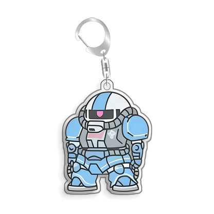 Keychain for Gundam MS-06S Zaku Ll White Cabin Backpack Pendant Anime Game Fans Gift Recycled Acrylic Decoration Rare Card Toy