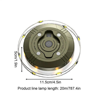 Retractable Camping String Lights 20m Type-C Rechargeable 2600mAh Portable Waterproof Tent Light for RV Garden Patio