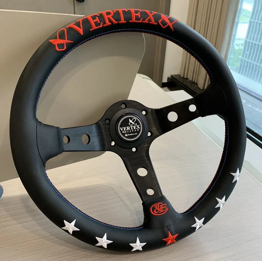 Vertex Sports Steering Wheel Leather Aluminum Alloy Embroidery Racing Modified Auto Parts Universal Car Steering Wheel
