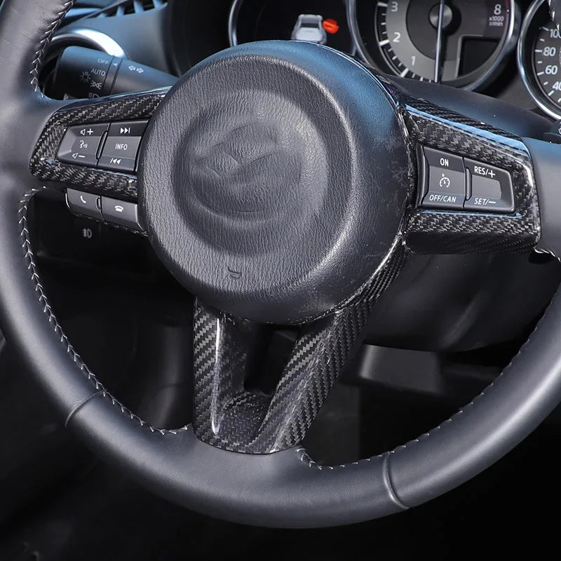 For Mazda MX-5 ND 2016-2024 Real Carbon Fiber Car Steering Wheel Decorative Frame Sticker Car Interior Accessories