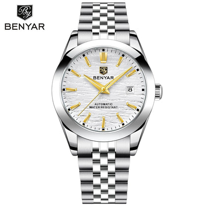 BENYAR Mens Watches Top Brand Luxury Man Mechanical Wristwatches Automatic Watch For Men Waterproof Sports Stainless Steel Clock