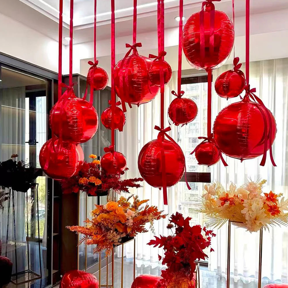 10PCS red glossy round 4D foil balloons are used for Valentine's Day decoration, restaurant and birthday party decoration