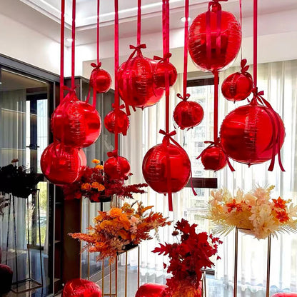10PCS red glossy round 4D foil balloons are used for Valentine's Day decoration, restaurant and birthday party decoration