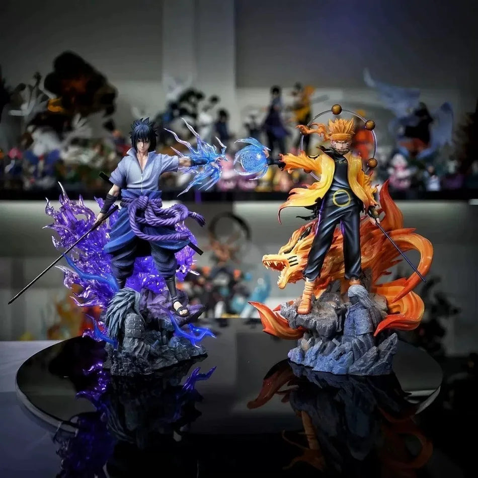 22cm Naruto Shippuden Anime Figure AK Uzumaki Naruto Uchiha Sasuke Action Model Pvc Statue Desktop Ornament Collection Toys Gift
