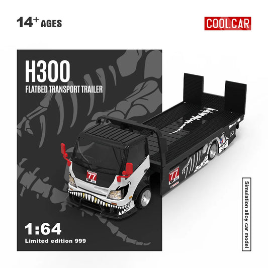 Cool Car 1:64 H300 Flatbed Transport Trailer Dragon 77 Painted Simulation Alloy Car Model for Collection&Display&Gift