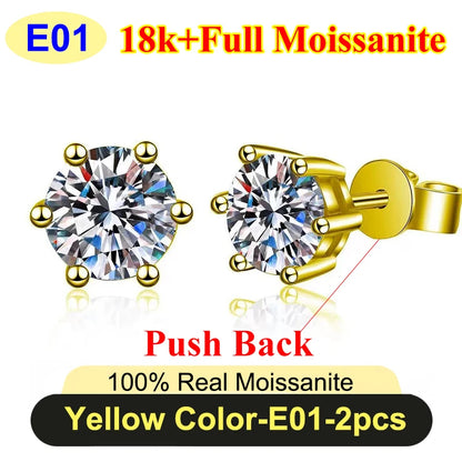 Premium 0.5-3ct Moissanite Diamond Stud Earrings for Women Original 925 Sterling Silver Screw Back Women Moissanite Earring