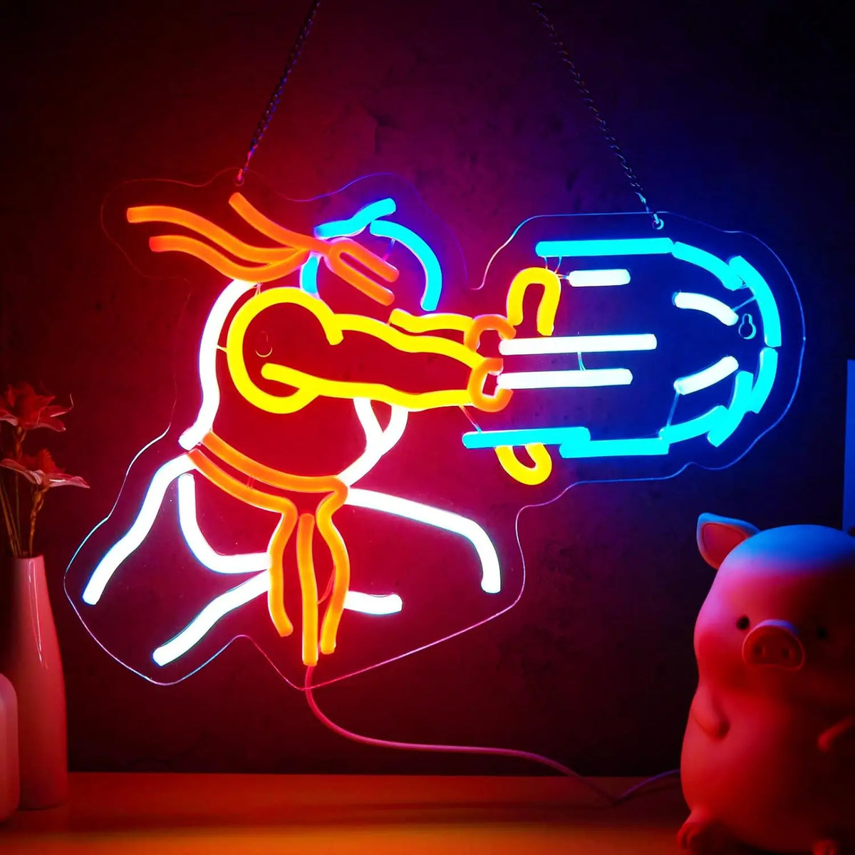 Game Fighter Neon Sign Dimmable Neon Lights for Boys Room Gameroom Bedroom Man Cave Party Decor Aesthetics Draw Birthday Gifts