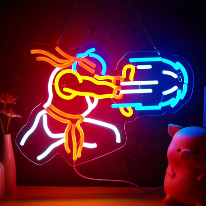 Game Fighter Neon Sign Dimmable Neon Lights for Boys Room Gameroom Bedroom Man Cave Party Decor Aesthetics Draw Birthday Gifts